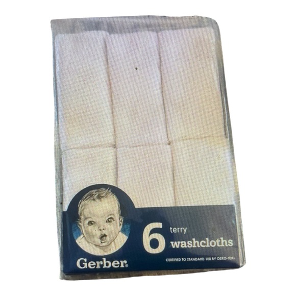 Gerber Soft Terry Washcloths - 6 Pack White - Picture 1 of 3
